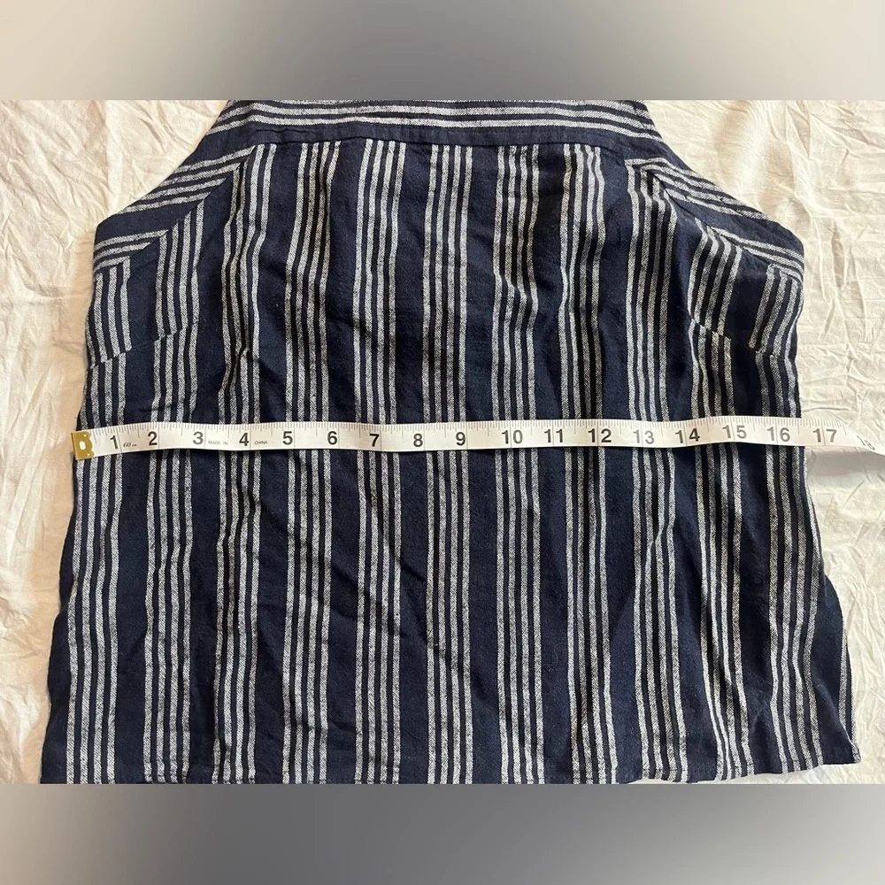 LOFT Striped Navy and White Women's Tank Top w Button Straps Size 0 Petite NWT - Picture 3 of 13